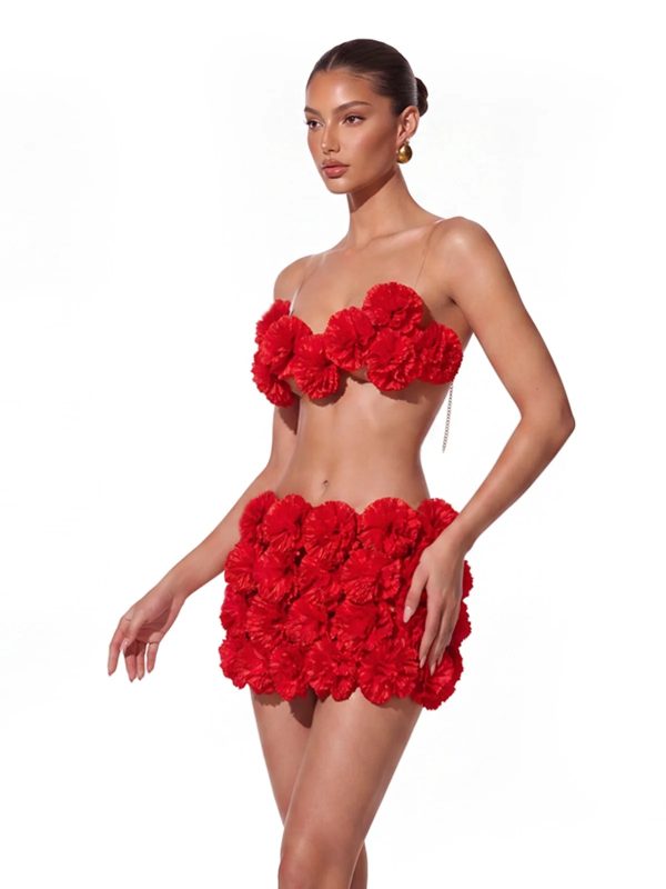 ralden strapless flower skirt set 13