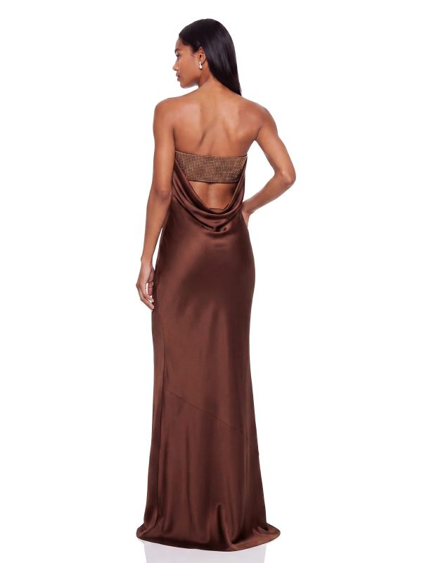 revionx strapless rhinestone satin maxi dress in coffee 14