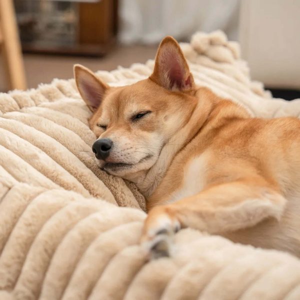 ribbed plush orthopedic bolster dog sofa bed 15