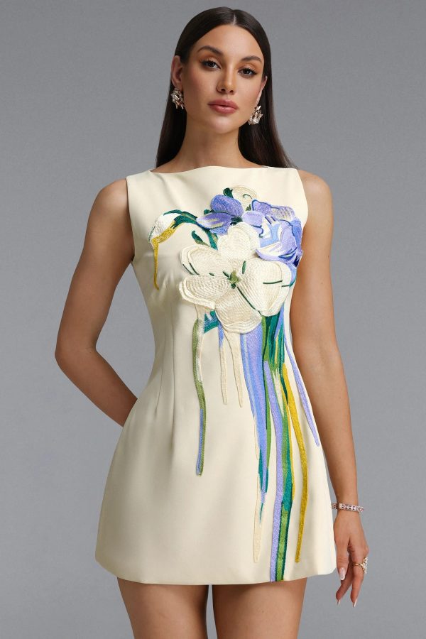 rotte floral embroidery a line woven mini dress 12
