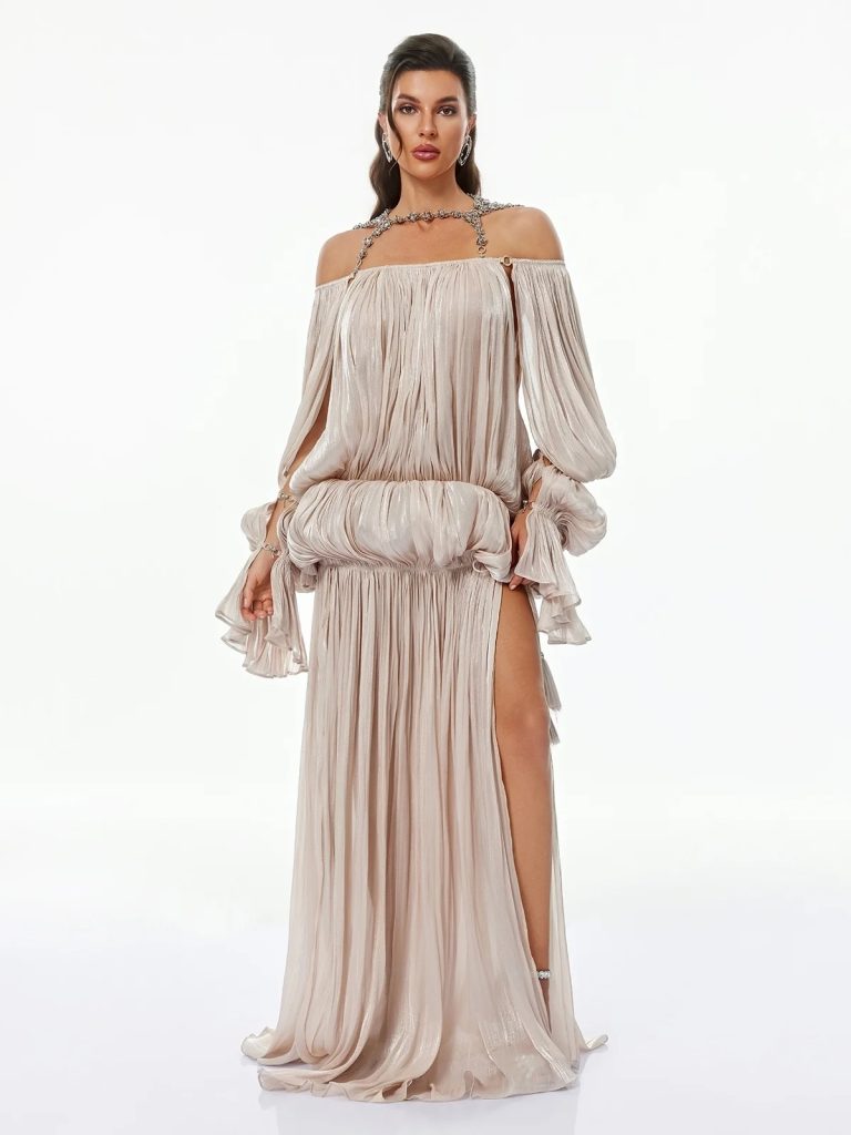 salyxen off shoulder split maxi dress 11