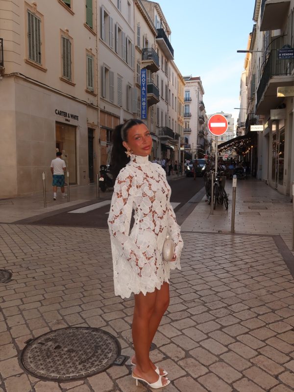 senvora high neck cutout mini dress in white 20