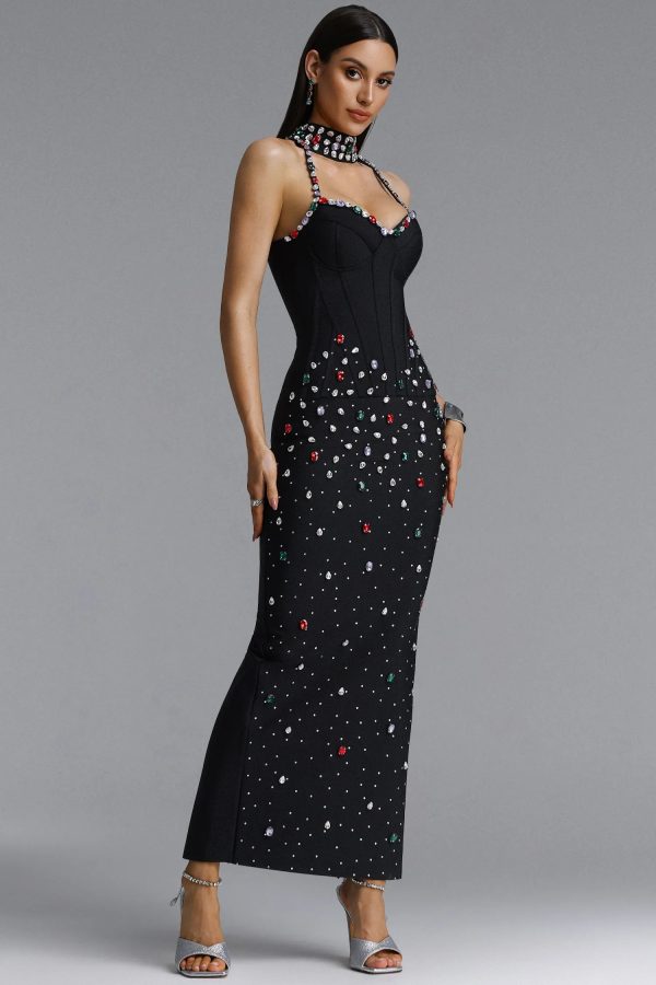 simone luxury halter rhinestone bandage maxi dress 15