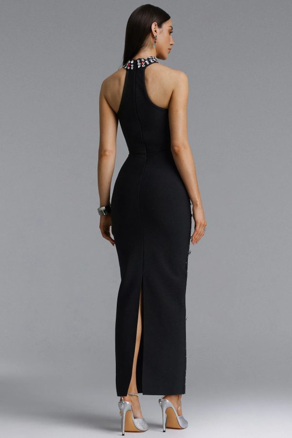simone luxury halter rhinestone bandage maxi dress 16