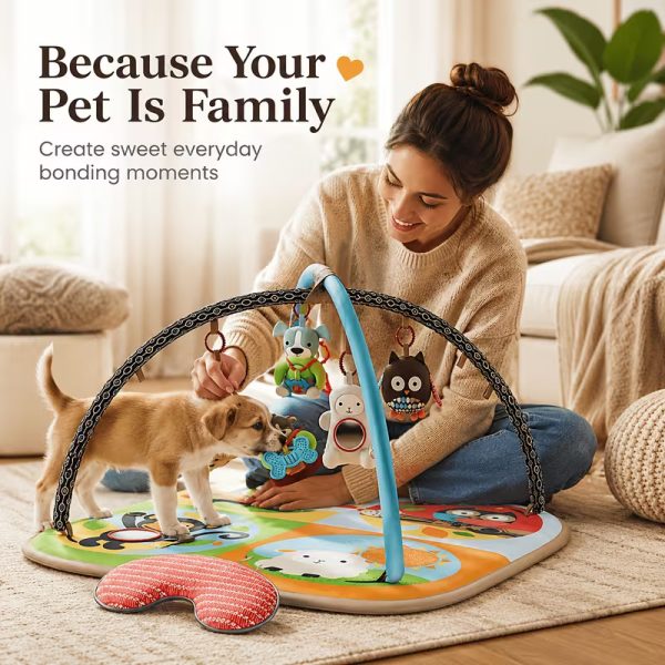 soft padded dog activity play gym mat with hanging toys 13