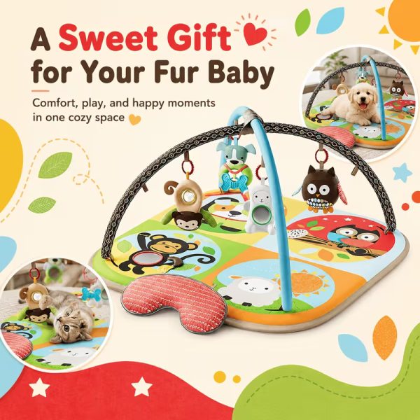 soft padded dog activity play gym mat with hanging toys 15