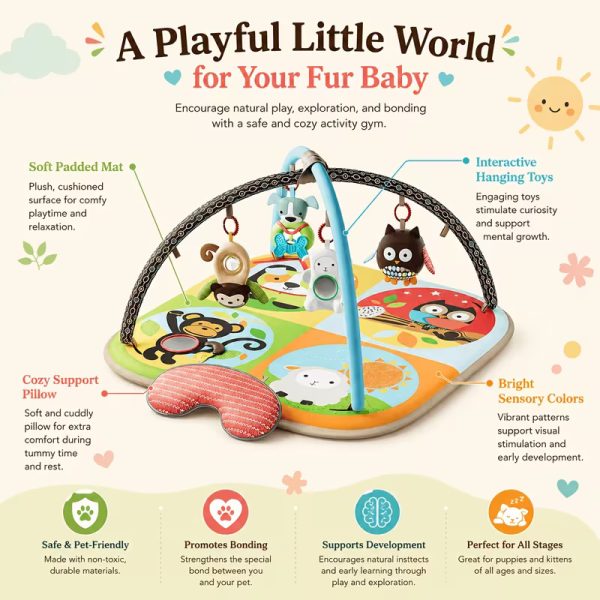 soft padded dog activity play gym mat with hanging toys 16