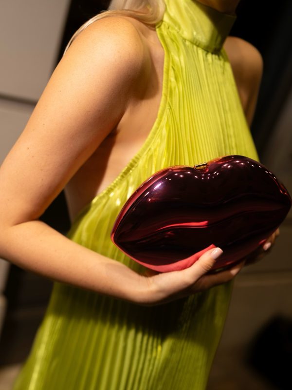 sorynex high neck pleated metallic dress in chartreuse 23