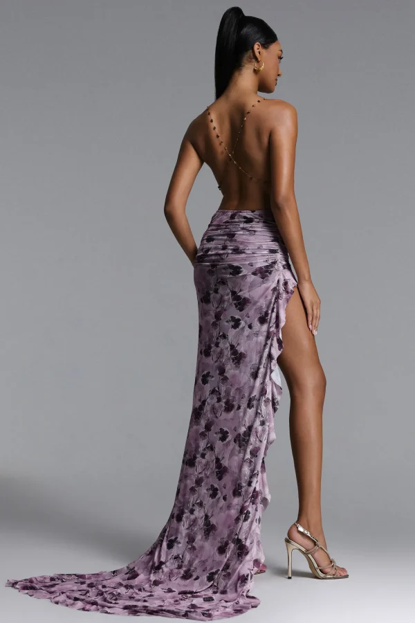 stacey sexy flowy deep v print ruched maxi dress 16