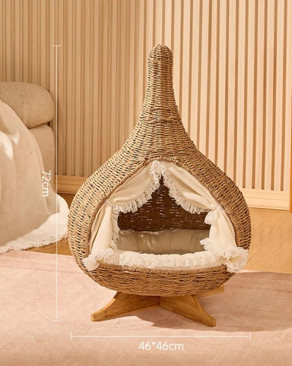 stylish teardrop woven elevated cat bed 17