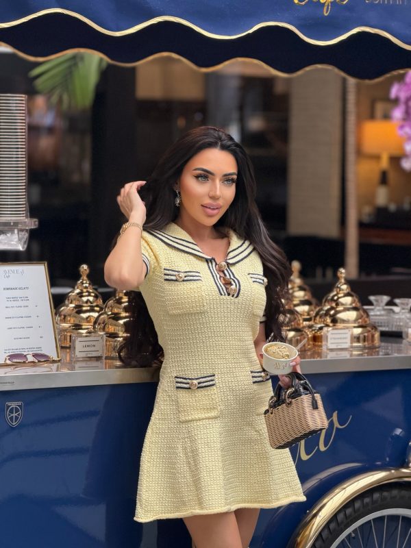 tennira gold button knit mini dress 14
