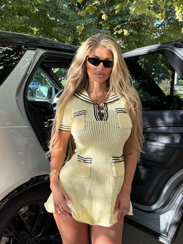 tennira gold button knit mini dress 20