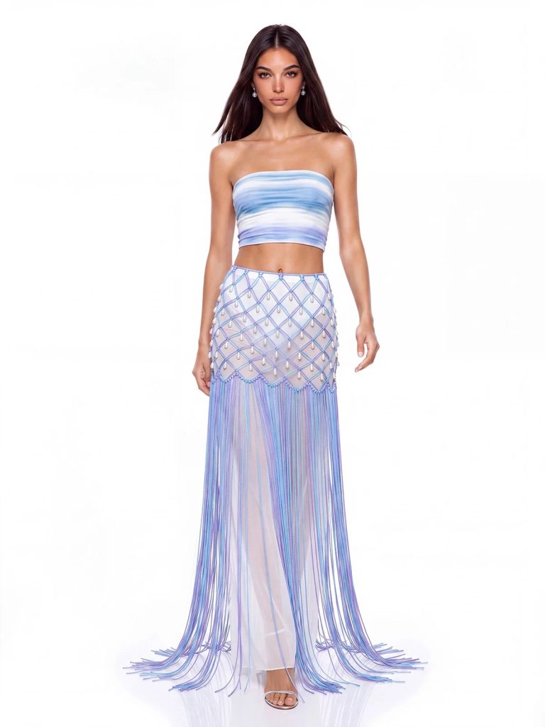 trevianx fringe crystal mesh skirt 11