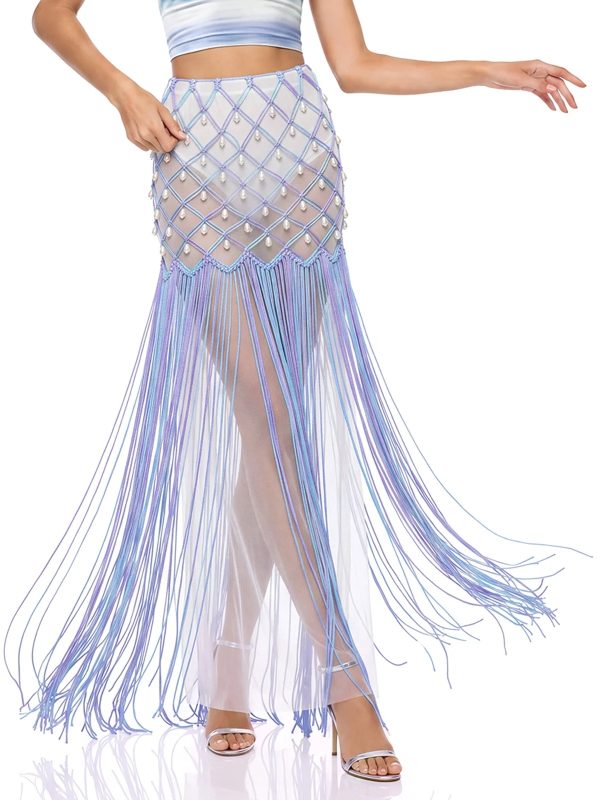 trevianx fringe crystal mesh skirt 12