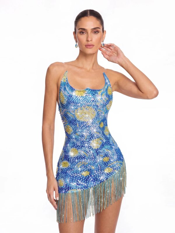 ulven rhinestone fringe mini dress 12