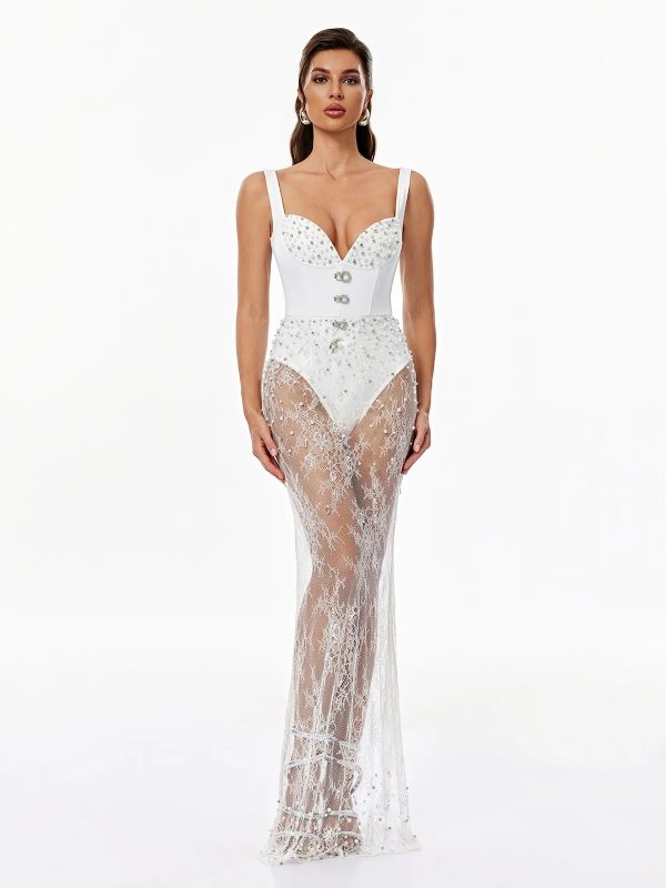 vynora v neck pearl lace maxi dress 14