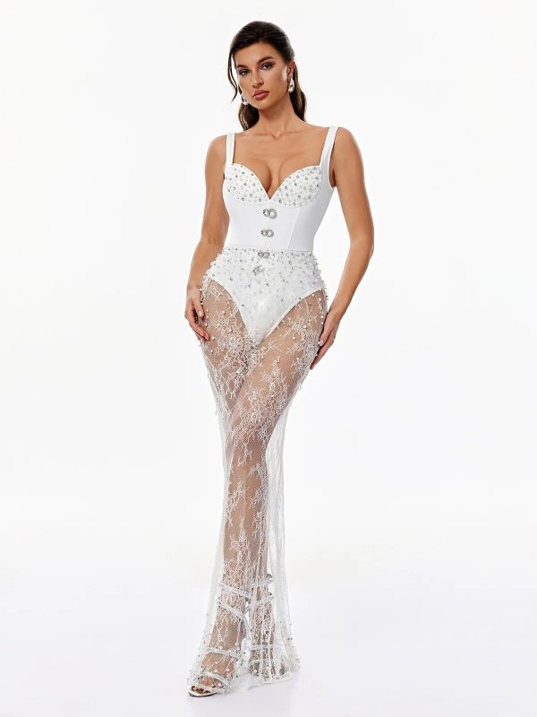 vynora v neck pearl lace maxi dress 16