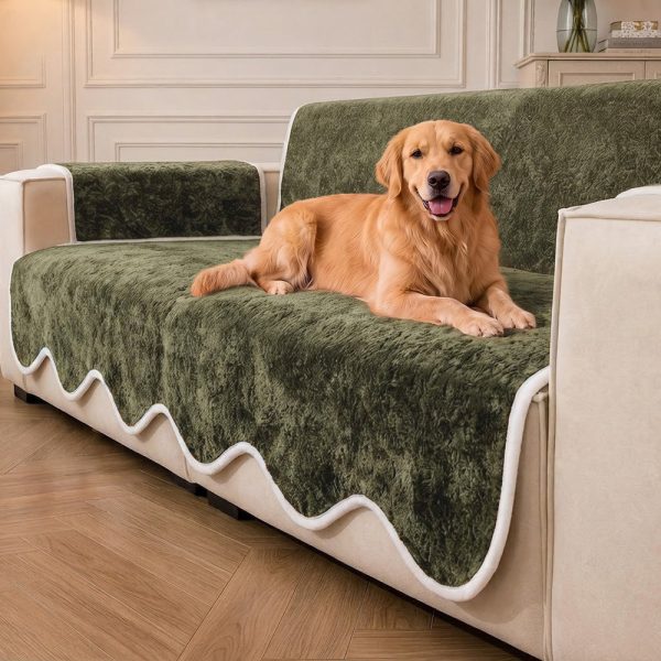 waterproof plush velvet contrast wavy edge couch cover 13