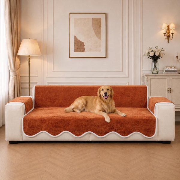 waterproof plush velvet contrast wavy edge couch cover 14