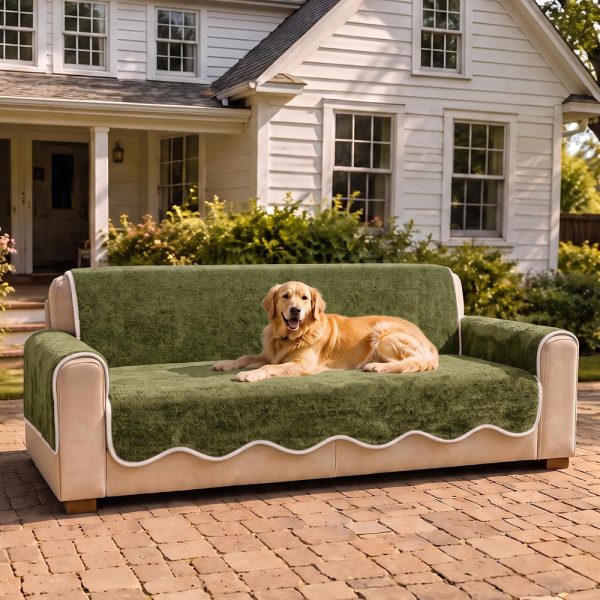 waterproof plush velvet contrast wavy edge couch cover 15
