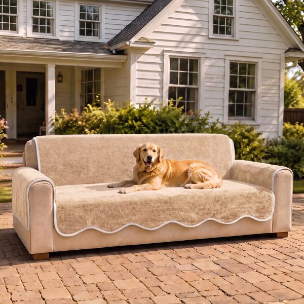 waterproof plush velvet contrast wavy edge couch cover 16