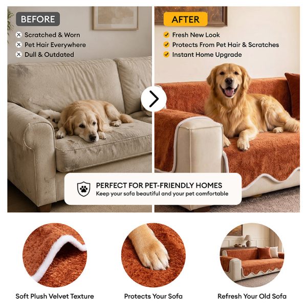waterproof plush velvet contrast wavy edge couch cover 19