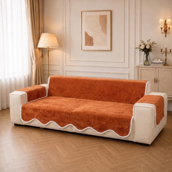 waterproof plush velvet contrast wavy edge couch cover 23