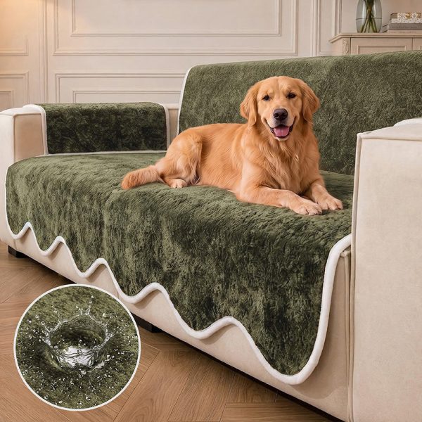 waterproof plush velvet contrast wavy edge couch cover 26