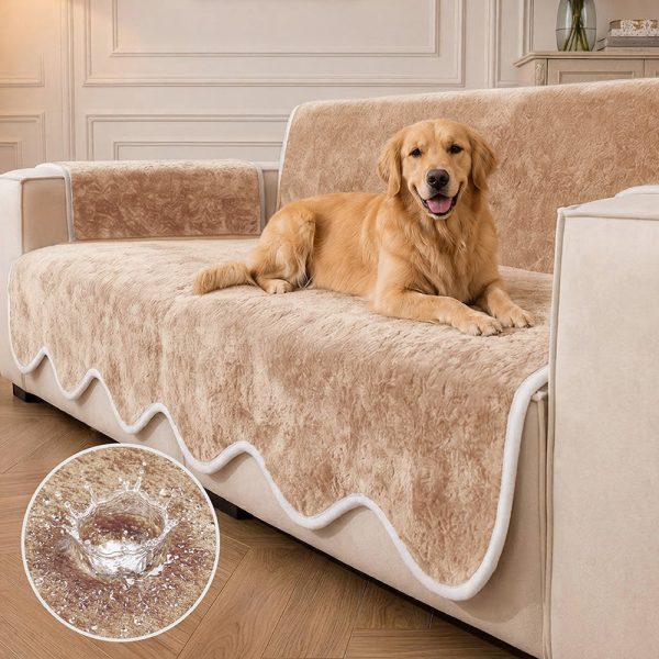 waterproof plush velvet contrast wavy edge couch cover 27