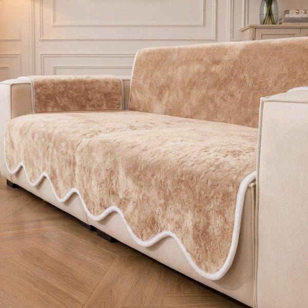 waterproof plush velvet contrast wavy edge couch cover 31