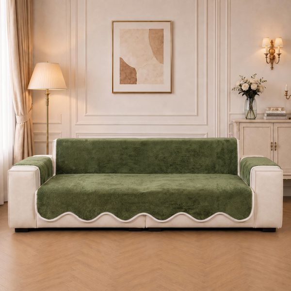 waterproof plush velvet contrast wavy edge couch cover 34
