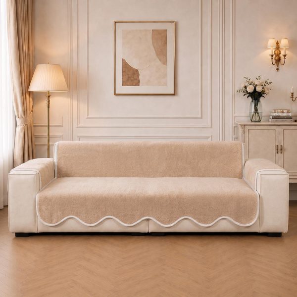 waterproof plush velvet contrast wavy edge couch cover 35