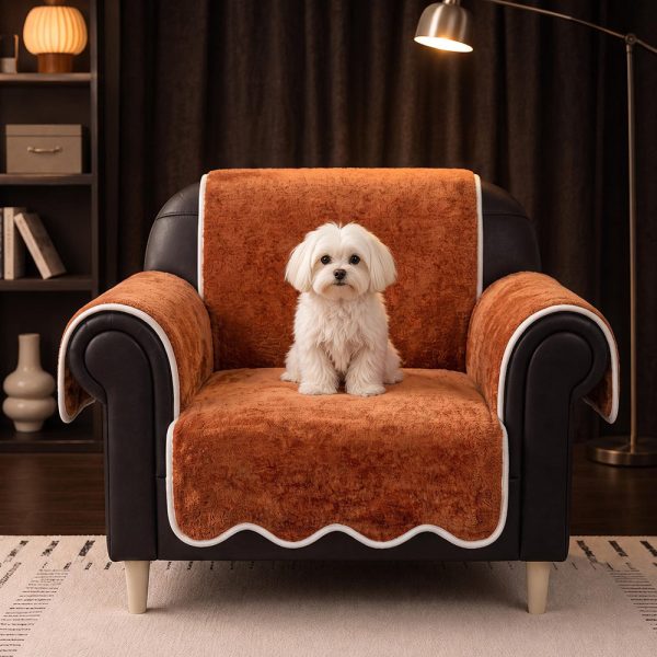 waterproof plush velvet contrast wavy edge couch cover 36