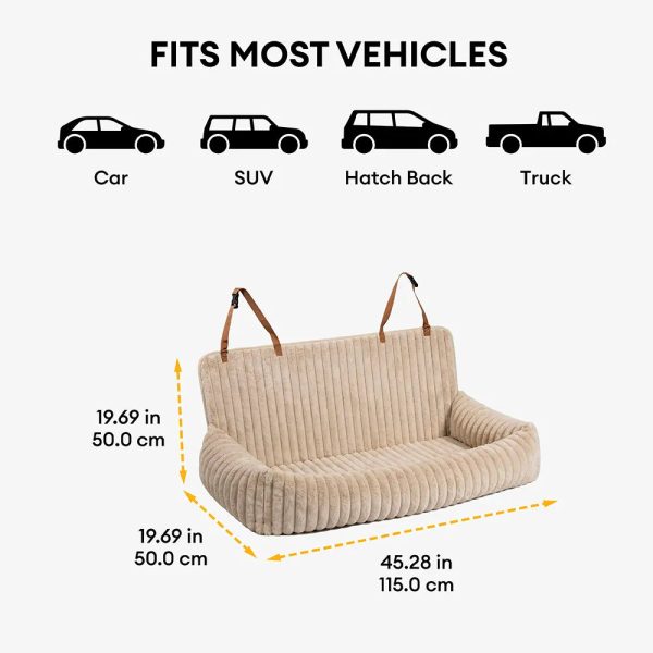 waterproof ribbed plush bolster dog car seat bed with safety tethers 22