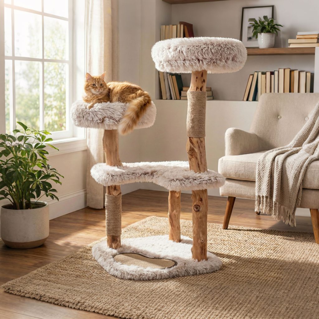 40 luxury modern cat tree with 2 padded perches 11