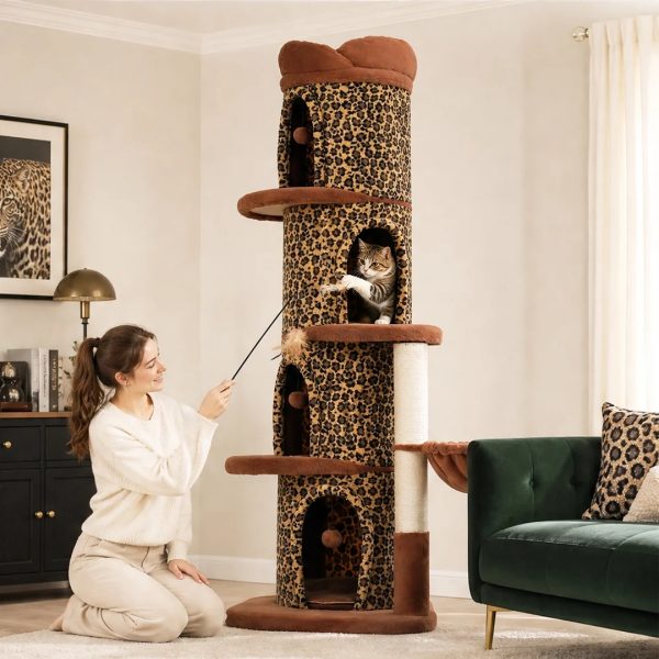 68.5 luxury cat tree tower with 4 condos 12