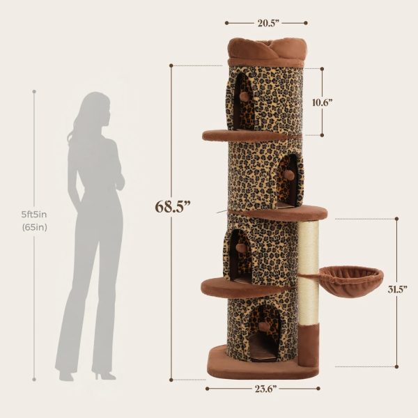 68.5 luxury cat tree tower with 4 condos 24