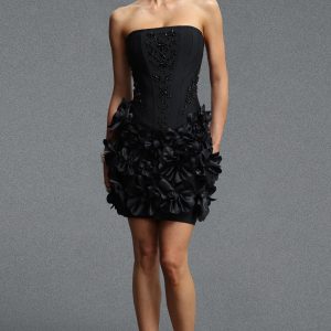 andrea strapless pearl floral mini bandage dress in black 11