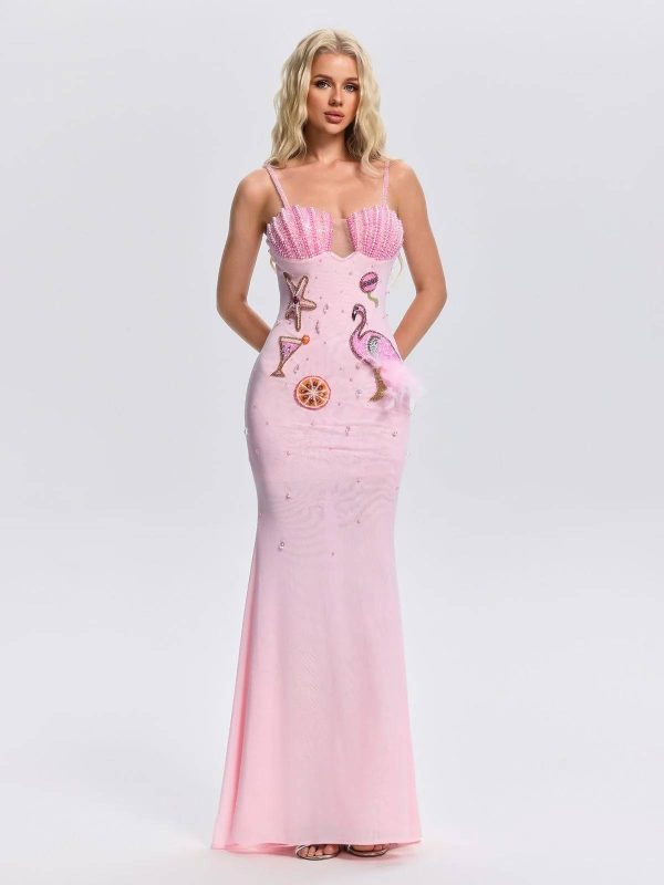 belmira spaghetti rhinestone pearl maxi dress 12