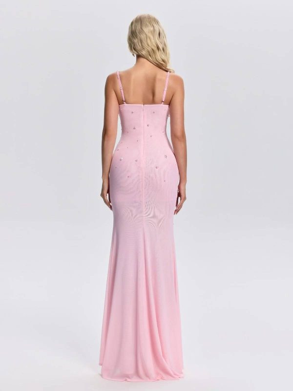 belmira spaghetti rhinestone pearl maxi dress 16
