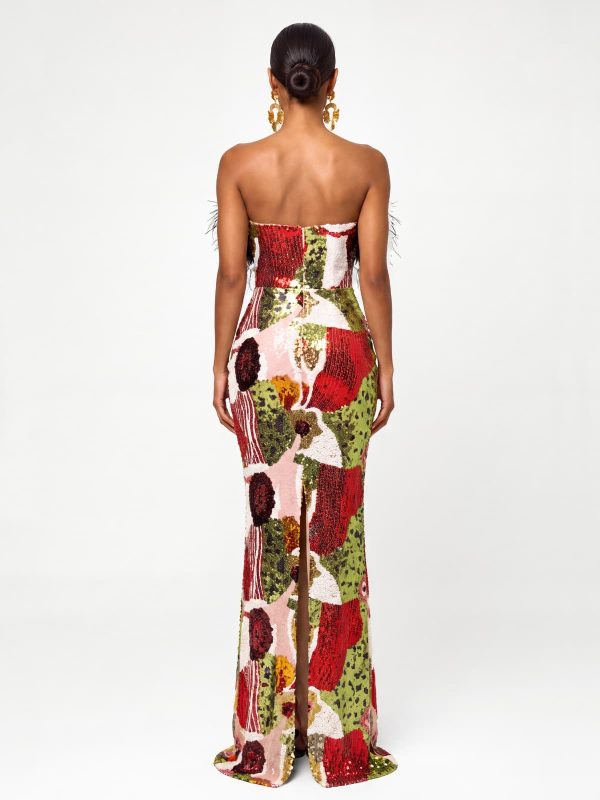 brelkun strapless feather sequin maxi dress 14