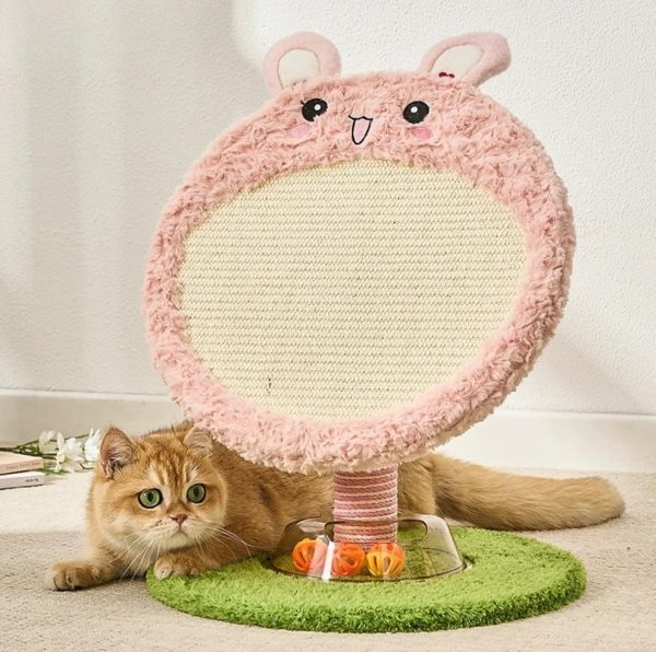 bunny & bear round sisal cat scratcher with track ball 12