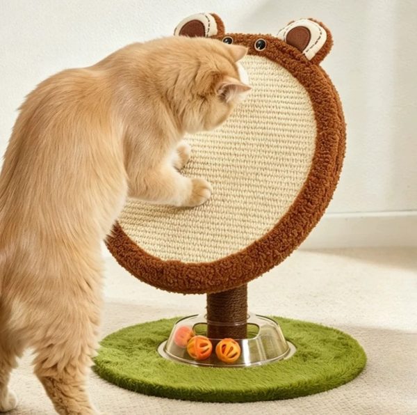 bunny & bear round sisal cat scratcher with track ball 17