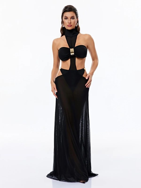 caelum halterneck sheer mesh dress set 12