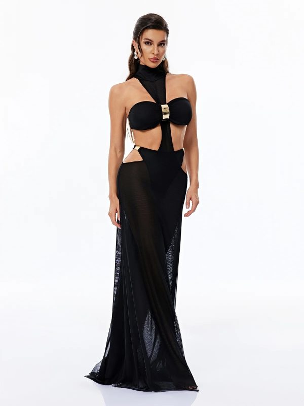 caelum halterneck sheer mesh dress set 15