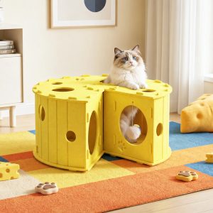 cheese hide & seek cat tunnel bed 11