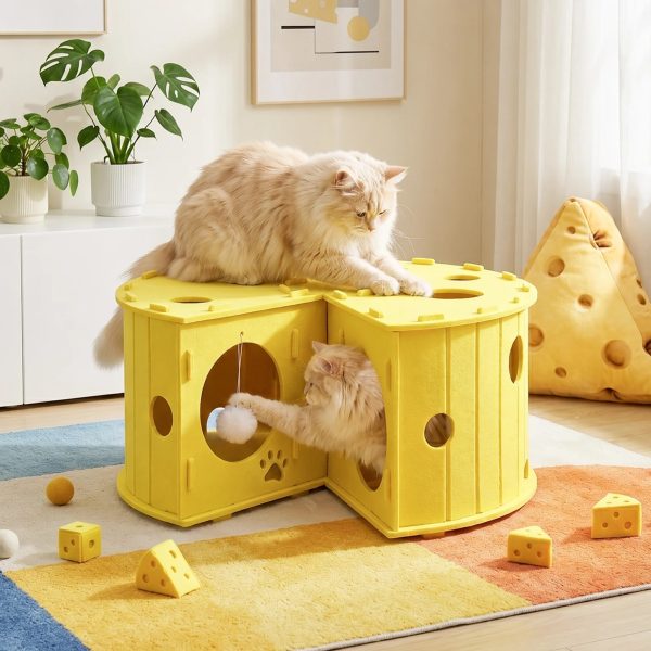 cheese hide & seek cat tunnel bed 12