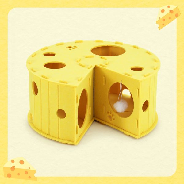 cheese hide & seek cat tunnel bed 14