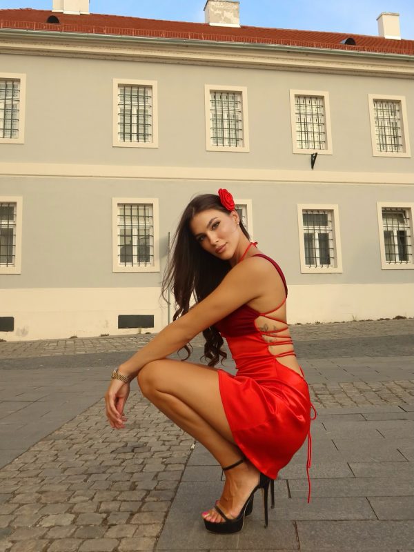 daviti lace up mini dress in red 24