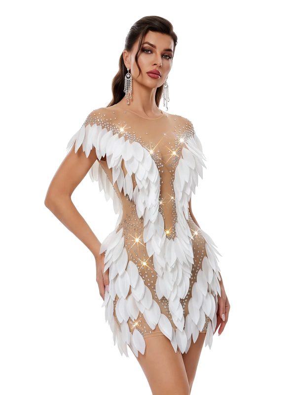 ekruna rhinestone leaf mini dress 13